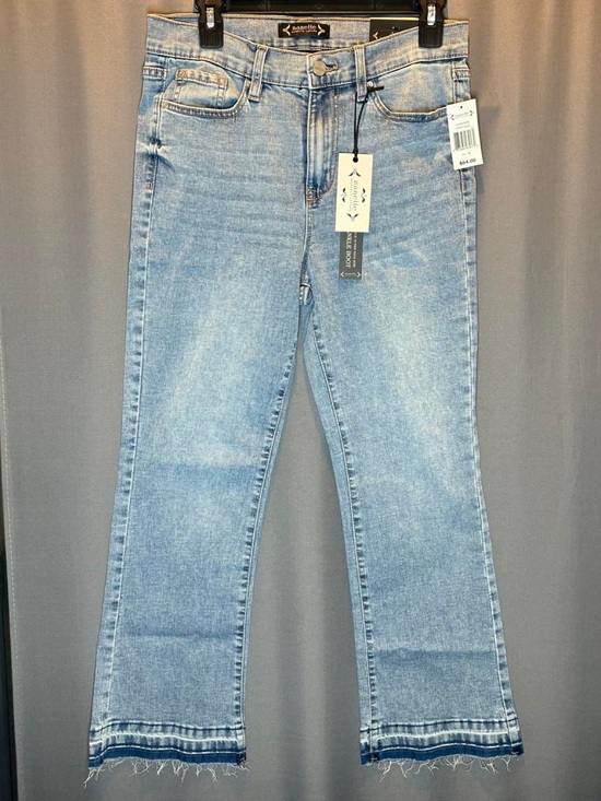 Nanette Lepore Denim - Nanette Lepore Light Blue Flare Jeans with Frayed Hem